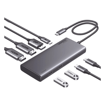 Docking Station USB-C 8 en 1 / 2 HDMI 4K@60Hz / DisplayPort 4K@60Hz / 4 Puertos USB 10Gbps / PD 100W / Aluminio 35625 UGREEN