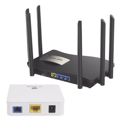 Kit ONU Bridge Dual GPON/EPON / Router Mesh Wi-Fi 5 / 1267 Mbps / 6 Antenas 6 dBi / IP41 KIT2-VPON-MESH RUIJIE