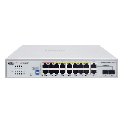 Switch PoE / 16 Puertos 10/100 Mbps PoE / 2 Uplink Gigabit / 1 Puerto SFP / Presupuesto PoE 250 W / Alcance 250 m (820.2 ft) / ONVIF