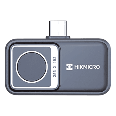 Cámara Termográfica para Smartphone / Resolución IR 256 x 192 / SuperIR / Rango -20°C a 400°C / Precisión ±2°C o ±2% / Campo de Visión 50° × 37.2° / USB-C y Lightning / IP40 HM-TJ12-3ARF-MINI2V2 HIKMICRO