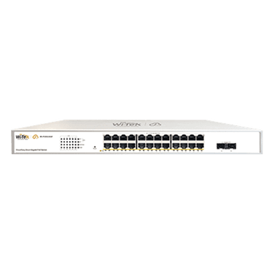 Switch Administrable PoE / 24 Puertos Gigabit PoE af/at / 2 x SFP Gigabit / 52 Gbps / Presupuesto PoE 370 W / Administración Cloud WI-PCES326GF WI-TEK
