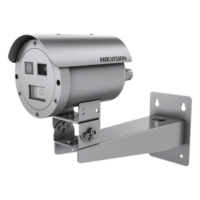 Cámara Bala IP Térmica Dual / Térmico 384x288 15 mm / Óptico 4 MP 15 mm / Termométrica -20°C a 150°C / IP68 / IR 30 m (98.4 ft) / Antiexplosión / Anticorrosión