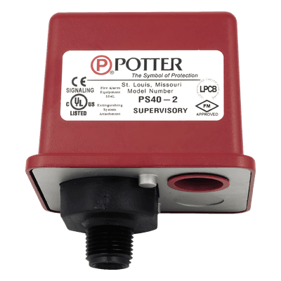 Supervisor de Baja Presión / 4-15 PSI (0.27-1.03 Bar) / 1 o 2 Interruptores / Caja No Conductora / Conexión No Corrosiva PS101A POTTER