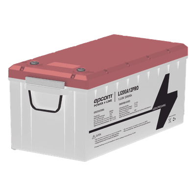 Batería de Litio Ciclo Profundo, 12.8 Vcc 200Ah, LiFePO4 , Solar, Marina, Máximo 200 A de Descarga LI200A12PRO EPCOM POWERLINE