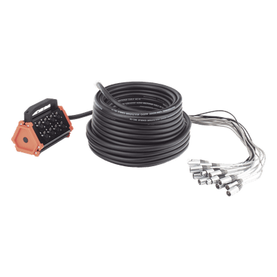 Stagebox / 16 Canales XLR / 12 Hembras + 4 Machos / Cable 30 m (98.4 ft) / Contactos Plateados / 20 A 250 V CA CSBT1204L30M SEETRONIC