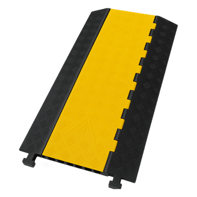 Protector de Cable / 3 Canales 56x55 mm / Carga 6.1 Toneladas / 90 cm (2.95 ft) Largo / Hule y Plástico / Amarillo-Negro AC-903CV ACCESSPRO