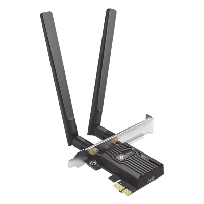 Adaptador PCIe Wi-Fi 6 / AX3000 Mbps / Doble Banda 2.4/5 GHz / MU-MIMO 2x2 / Bluetooth 5.2 / WPA3 / Antenas 2 dBi / Perfil Bajo y Completo ARCHER-TX55E TP-LINK