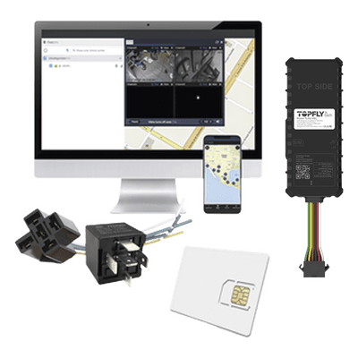 Rastreador GPS Vehicular / 4G LTE Cat-M1/NB1 / Bluetooth 5.0 / -30°C a +80°C / Detección de Conducción Agresiva / TCP/UDP/MQTT/SMS TLW26BLKIT TopFlyTech