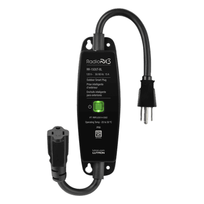 Interruptor de Enchufe para Exteriores / Control On/Off / IP66 / 15 A Iluminación / 1/2 HP Motores / RadioRA 3 RR15OUTBL LUTRON CASETA WIRELESS