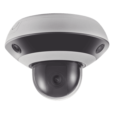 Mini Domo PanoVu 2 Megapixel / 1 PTZ 4X Zoom + 3 Lentes Panorámicos 360° / H.265 / 10 mts IR / Uso en Interior / PoE+ / dWDR / Micro SD DS-2PT3326IZ-DE3(B) HIKVISION