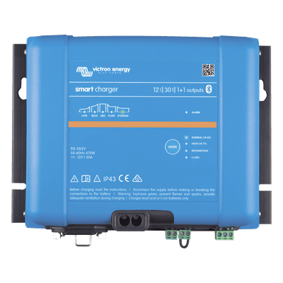 Cargador de Baterías / 12V 30A / IP43/IP22 / Bluetooth / 6 Etapas / 2 Salidas 1+1 / Plomo y Litio / 98.4 ft Uso Marino y Terrestre PSIP4312/30 VICTRON ENERGY