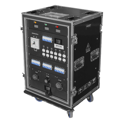 Centro de Carga Móvil / Rack 16U / Conectores Socapex 19 Pines / 18 Canales 110V / 48 Canales 220V / MCB 20A y 40A