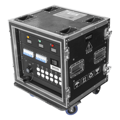Centro de Carga Móvil / Rack 10U / Conectores Socapex 19 Pines / Salidas 110V y 220V / 30 Canales Totales / MCB 1P 20A