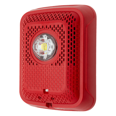 Bocina con Estrobo / Montaje en Pared / 24 VCC Regulado / Flash 1/s / Altavoz 8" / Rojo / Compacto