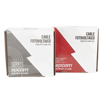 Kit Cable Fotovoltaico / 2 Rollos 25 m (82 ft) / 10 AWG 6 mm² / 1000/2000 V / -40°C a 120°C / Rojo/Negro KIT2CBLPV10RB/25 EPCOM POWERLINE