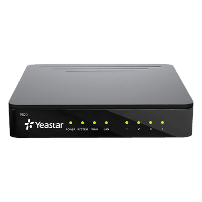 Conmutador IP PBX / 20 Extensiones / 10 Llamadas Simultáneas / Hasta 4 Puertos FXO/FXS / Grabación Nativa / UC Móvil y Escritorio / Integración WhatsApp y CRM / Transcripción IA P520 YEASTAR