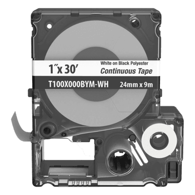 Casete de Cinta Continua / Poliéster / 1' x 30' / Blanco sobre Negro / -40°C a 125°C T100X000BYM-WH PANDUIT