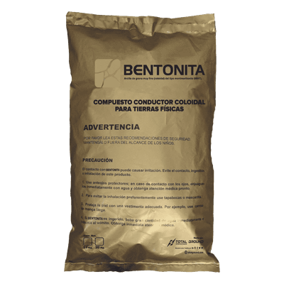 Bentonita Conductora Coloidal / 20 kg / Alta Conductividad Eléctrica / No Tóxica / No Corrosiva / Densidad 4.23 g/cc / Estable Químicamente TG-BENTONITA TOTAL GROUND