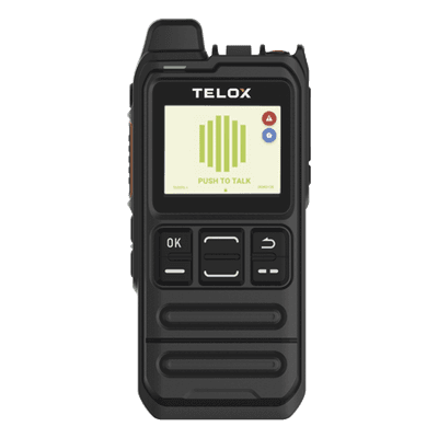 Radio PoC LTE / Tamaño de Bolsillo 113 mm / Audio 3W / IP54 / Batería 4000 mAh / Doble SIM LTE Cat.4 / Pantalla 1.77" / Wi-Fi Dual Banda / GPS MT100 TELOX