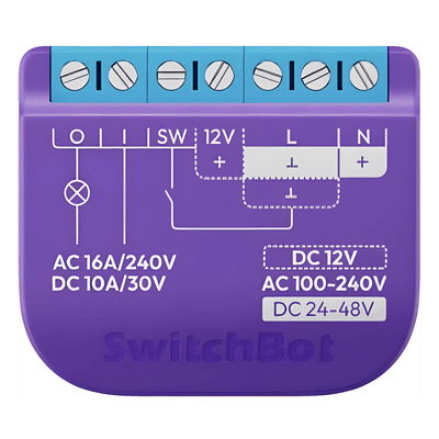 Relevador Inteligente / WiFi+BLE / Salida Contacto Seco / 16A AC / 42x36x16 mm / 138x118x52 pies / Compatible Alexa y Google Home SWITCHBOTRELSW1 SWITCHBOT
