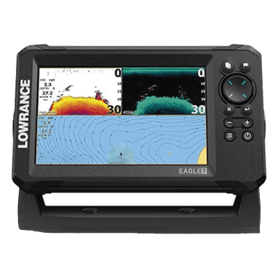 Ecosonda / Pantalla IPS 7 pulgadas / CHIRP + DownScan / 50-200 y 455-800 kHz / 0.67 kg / 8.9 x 5.5 x 3.3 pulgadas