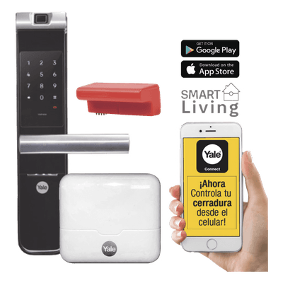 Kit Cerradura Electrónica Inteligente / Biometría y Código PIN / Control Remoto por Smartphone / Wi-Fi / 200 Usuarios / Puertas 35-90 mm MX81861 YALE-ASSA ABLOY