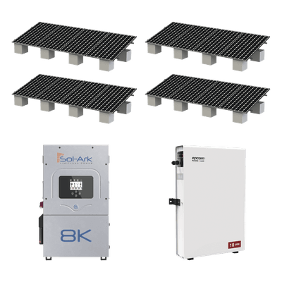 Kit Solar Híbrido / Inversor 8 kW / Salida 220 VCA / Batería 10 kWh LiFePO4 / 16 Paneles 645W / IP65