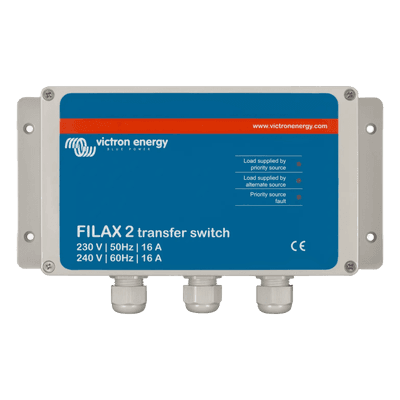 Conmutador de Transferencia / Conmutación 16 ms / IP65 / 110-240V 50/60 Hz / LED Indicadores FILAX2120 VICTRON ENERGY