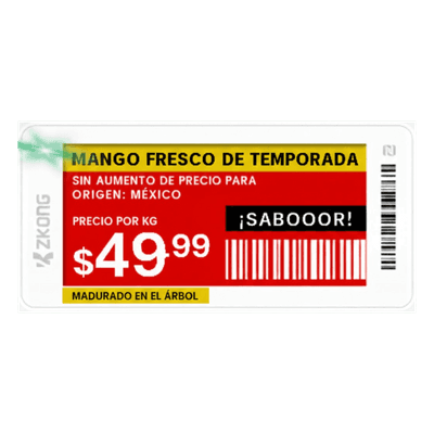 Etiqueta Electrónica de Estantería / EPD 2.13 Pulgadas / 4 Colores / BLE 5.0 con AES-128 / Autonomía 5 Años / NFC