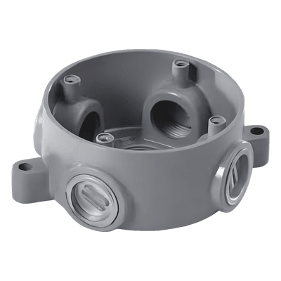 Caja Redonda Estándar sin Tapa / A Prueba de Intemperie / 4 in (102 mm) / 5 Salidas 3/4 in (19 mm) / IK09 / NEMA 4/4X CSX-20 RAWELT