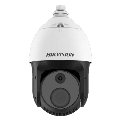 Cámara PTZ Térmica Dual / Sensor Térmico 256 x 192 / Canal Óptico 4 Megapixel / Zoom Óptico 32X / IR 100 m (328.1 ft) / Detección de Incendios / IP66 / Hi-PoE