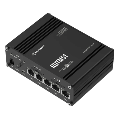 Router Industrial 5G LTE con 2 Ranuras SIM/ 5 Puertos Gigabit/ Wi-Fi con Doble Banda/ Soporta VPN Servidor-Cliente/ Compatible con RMS RUTM51 TELTONIKA