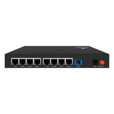 ONU Dual EPON/GPON / 8 Puertos PoE 802.3at Gigabit / 1 Puerto SC/UPC / Triple Play / Gestión OLT V2808-8GL-PSE V-SOL