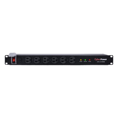 PDU Básico / 12 Tomas NEMA 5-15R / 1UR / 15A / 120Vca / 1800J Supresión / Cable 4.5m (14.8ft) CPS1215RMS CYBERPOWER