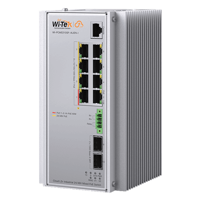 Switch Industrial Administrable / 8 Puertos PoE Gigabit / 2 SFP / 240 W / -40 a 80 °C / 6 kV Protección WI-PCMS310GF-ALIEN-I WI-TEK