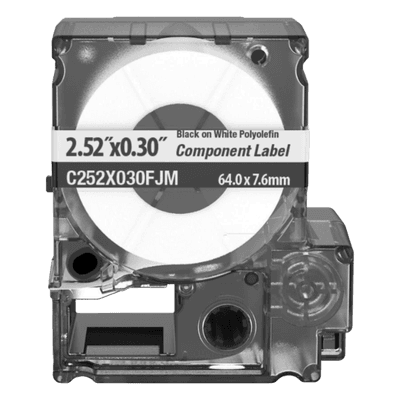 Cassette de Etiquetas de Componente / 2.52 in (6.4 cm) W x 0.3 in (0.76 cm) H / Poliolefina No Adhesiva / -40°C a 90°C / 18 mm x 7 m C252X030FJM PANDUIT