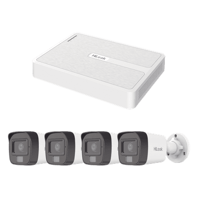 Kit de Videovigilancia IP / NVR 8 Canales PoE+ / 4 Cámaras Bala 2 Megapixel / Dual Light IR 20 m (65.6 ft) + Luz Blanca 15 m (49.2 ft) / Audio Integrado / H.265+ KIPH4B4MP/A HiLook by HIKVISION