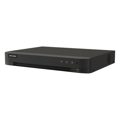 DVR Pentahíbrido / 16 Canales TurboHD + 16 Canales IP / 8 Megapixel (4K) / H.265+ / Audio Bidireccional / 1 Bahía HDD 10 TB / AcuSense IDS-7216HUHI-M1/T HIKVISION
