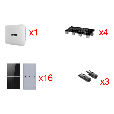 Kit Solar de Interconexión / 10 kW / 220 Vca / Eficiencia 98.40% / 16 Módulos 645W / Montaje para 4 Módulos