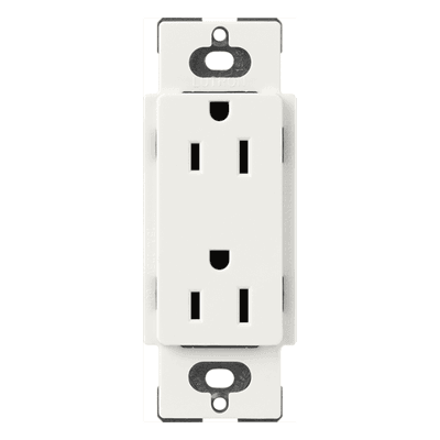 Receptáculo dúplex Claro / 15 A / 125 V / apertura decorador / terminales de tornillo y push-in / sin tornillos visibles SCR15RW LUTRON ELECTRONICS
