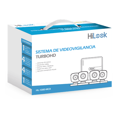 Kit TurboHD / DVR 8 Canales / 1080p / H.265+ / 4 Cámaras Bala 2 MP / Lente 2.8 mm / Cables 18 m (59.1 ft)