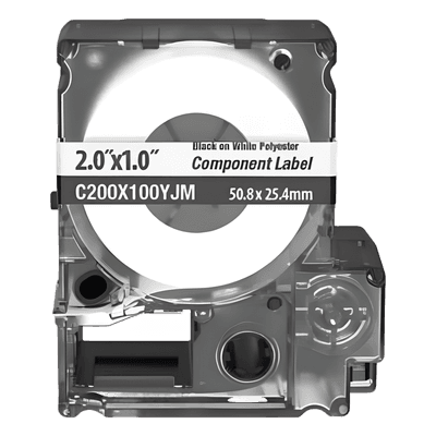 Casete de Etiquetas Adhesivas / 140 Etiquetas / 50.8 x 25.4 mm / Vinilo Autolaminable Blanco / -40 a 82°C C200X100YJM PANDUIT