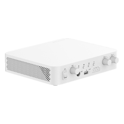 Amplificador de Audio IP / 2 Canales / 80 W Totales / 2 Zonas 40 W / Salida 100V / Bluetooth / USB / RCA / Micrófono / Hik-Connect DS-QAE1A80G1-VB(B) HIKVISION