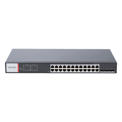 Switch Industrial Administrable / 24 Puertos Gigabit PoE+ / 4 Puertos SFP / Alcance Extendido 300 m (984.3 ft) / 370 W / Gestión en la Nube