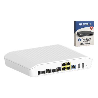 Router Firewall / SD-WAN / 2 WAN Gigabit + 2 SFP Combo / 4 LAN Gigabit / Hasta 1,000 Dispositivos / Gestión en la Nube / 300 Mbps VPN NSA3000KIT2 CAMBIUM NETWORKS