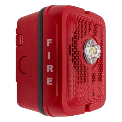 Bocina con Estrobo para Exterior / NEMA 4X / IP56 / 86 dB / 25/70 V / Estrobo 24 VCC Regulado / Color Rojo