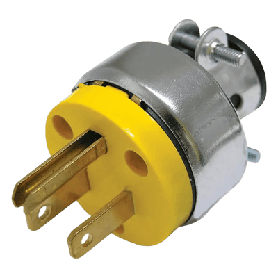 Clavija Blindada con Abrazadera Aterrizada / 15 A / 125 V / 50/60 Hz / ABS-Metal / 37 mm / Amarillo SYS-136507 URREA