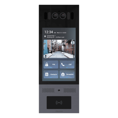 Frente de Calle IP / IK10 / IP66 / LCD 8 Pulgadas / Reconocimiento Facial / QR y PIN / 3 Puertas / Bluetooth / NFC / SIP / ONVIF X915SKIT AKUVOX