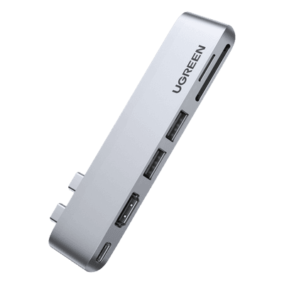 Hub USB-C 6 en 1 / 2xUSB-A 3.0 5Gbps / HDMI 4K@30Hz / PD 100W / SD+MicroSD / Aluminio / 0.36x0.10x0.03 pies 80856 UGREEN