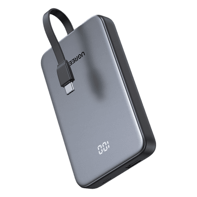 Power Bank / 10000 mAh / 37 Wh / Salida USB-C PD 20W / Salida USB-A SCP 22.5W / Cable USB-C Integrado / Indicador Digital LED 75161B UGREEN